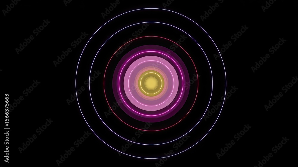 Poster colorful circular patterns on black background for creative projects