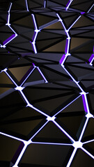 Sci-Fi Polygon Mesh Render with Purple Glowing Lines