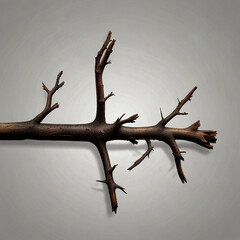 Broken Tree Branch: Dark, Moody, Abstract Nature Stock Photo.