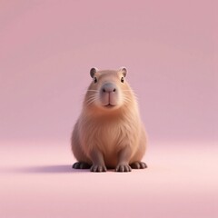 Cute Capybara Centered with Minimalist Single or Dual Color Background | Kawaii Animal Vector for Kids and Fun Designs