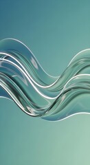 Abstract Teal Wavy Glass Ribbons - Dynamic Glowing Liquid Flow Background