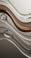 Abstract Wavy Glass Reflections - Modern Metallic Liquid Background