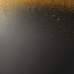 Golden glitter particles falling from the top isolated on transparent background