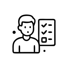 Person looking at a checklist with completed tasks, represented by checkmarks.