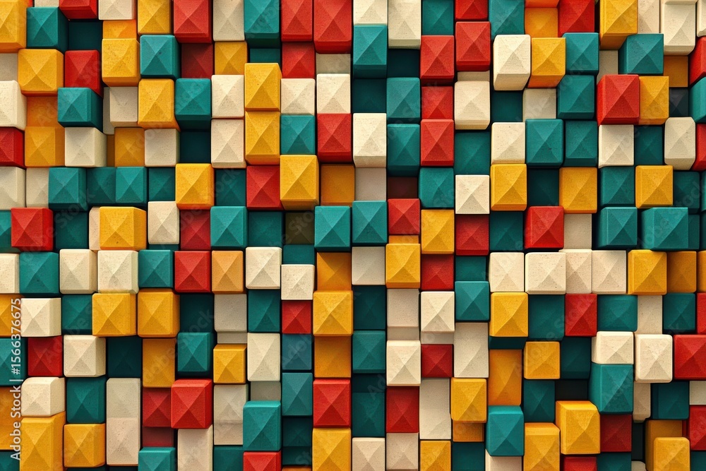 Poster abstract geometric pattern of colorful stacked squares