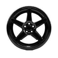 Obraz premium Black wheel object isolated on white background showcasing modern design and sleek lines for automotive applications, black wheel object on isolated on white background