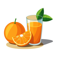 glass of orange juice and slices of orange