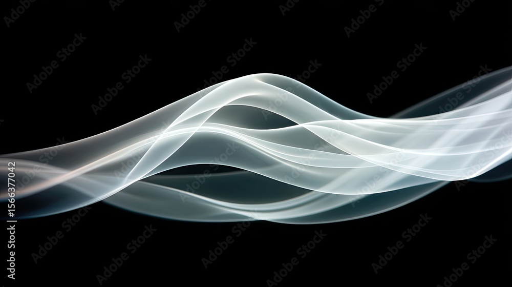 Poster ethereal flow of soft waves on a dark background in fluid motion