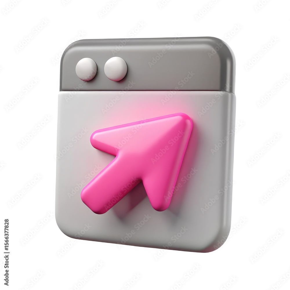 Poster 3d cursor icon on a web browser window isolated on white background