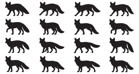 Elegant Fox Silhouettes in Formation Striking Black and White Design with Playful and Artistic Undertones and Rhythmic Visual Pattern