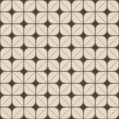 Fototapeta premium Seamless vector pattern inspired by traditional Indonesian Batik Kawung motif. Cultural ethnic design with geometric floral shapes, suitable for fabric, wallpaper, or decorative backgrounds.