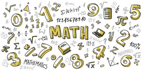 Hand drawn math symbols. Math symbols on green background. sketch math symbols. vector illustration