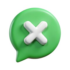 Obraz premium Green speech bubble with white cross communication
