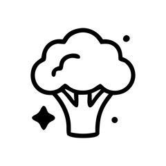 A simple black and white line drawing of a broccoli floret.