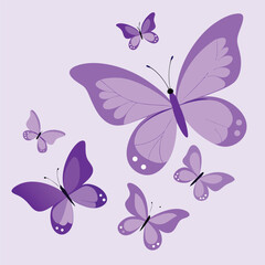 Fototapeta premium Watercolor Pastel Butterflies Fluttering on White Background