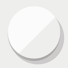 Minimalist white circle with subtle shadow and diagonal light reflection on gray background