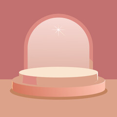 Minimalist geometric stage with archway and sparkling star for product display