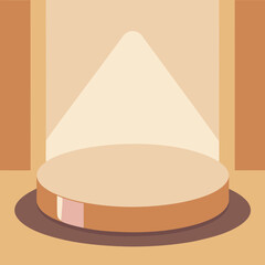 Minimalist stage podium with spotlight and warm neutral color palette