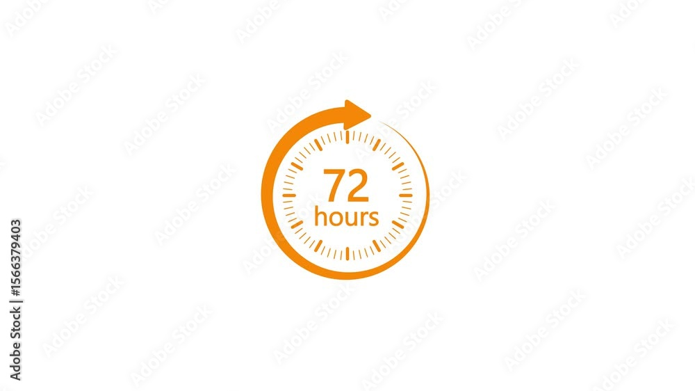 Poster 72 hours timer symbol animation.72 hours time circle icon. stopwatch icon. stopwatch icon in flat st