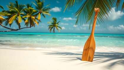 tropical beach with coconut palm trees