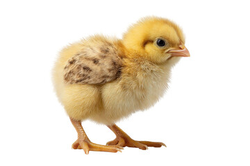 Fototapeta premium PNG Fluffy yellow baby chick with soft feathers on black background