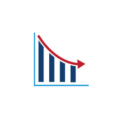 Growth bar icon trading flat style illustration