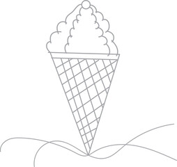 ice cream cone vector line icon isolated on white background