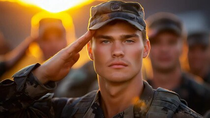 A final salute after training under golden light