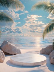 tropical beach with palm trees