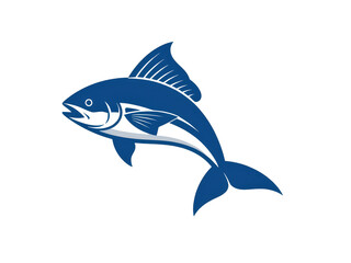 Obraz premium a simple flat 2d icon of 'flying fish', a simple fish icon with large, wing like fins, shown leaping out of the water, minimalist design, solid blue and white colors, clean sharp lines, no shadows