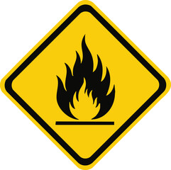 Flammable Warning Sign Vector, Fire Hazard, Danger, Caution, Explosion Risk, Safety, Combustible Material