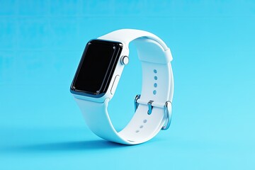 Flawless Visual of Balanced Smart Watch Left Side in Blue Background