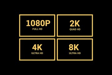 Fototapeta premium Golden squares show different hd resolutions