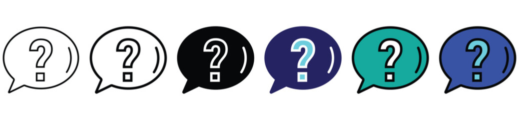 Question Mark Chat Bubble Icons in Various Styles and Colors – Help and Inquiry Symbol Set

