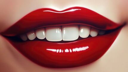 Obraz premium beauty red lips smiling