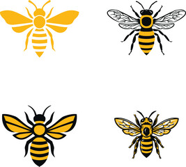 Honey bee illustration collection of different styles eps