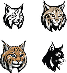 Obraz premium Bobcat head illustration set vector image design eps