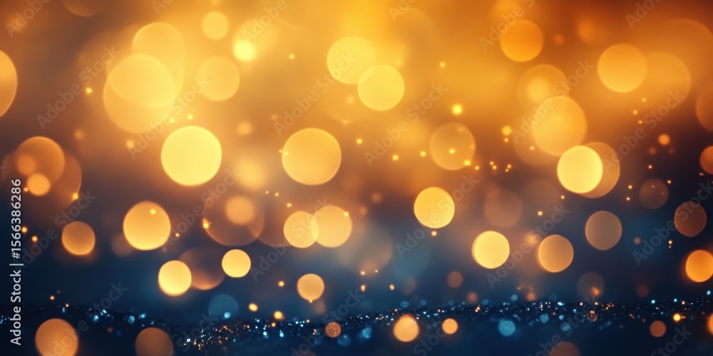 Poster golden illumination: a vibrant abstract of golden bokeh lights shimmering with a captivating glow, c