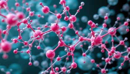 Abstract Pink Molecule Structure in a Scientific Laboratory Setting with Microscopic Details