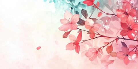 Blossom Branch Watercolor: A close-up of delicate cherry blossom branch, rendered in a dreamy watercolor style, creates a sense of serenity and beauty.