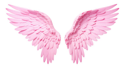 Obraz premium Pink Angel Wings Isolated on White and Transparent Background