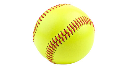 Yellow Softball with Red Stitching Close-up