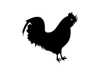 Hen vector icon Art & Illustration. hen vector, chicken vector. Black silhouette of a hen and chick icon vector. Cartoon chicken vector illustration .