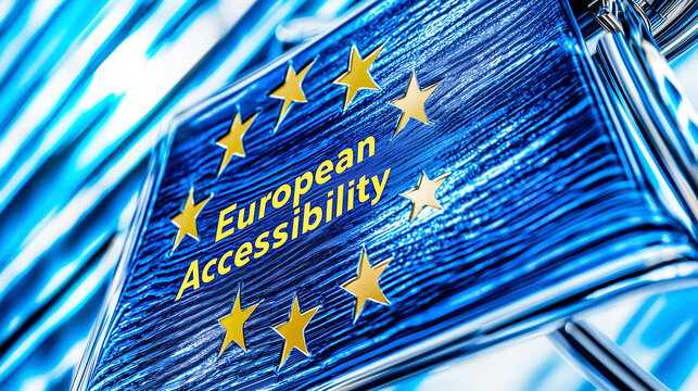 European Accessibility Act text on a padlock with the EU flag, symbolizing security, regulation, and unlocking access for people with disabilities.