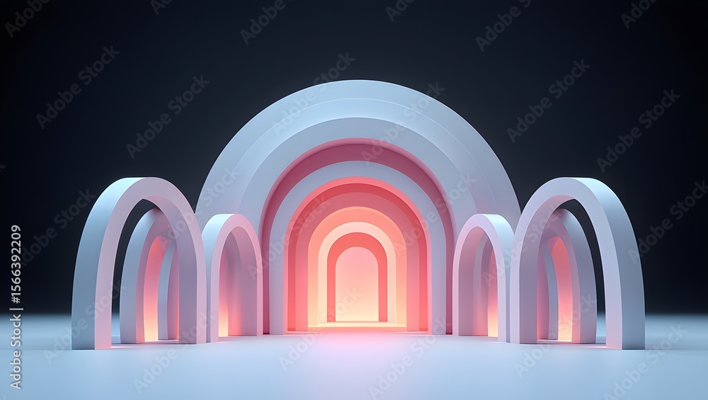 Fototapete abstract archway tunnel background rendering design modern architecture concept art