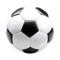 Classic black and white soccer ball with stitched panels isolated on transparent background
