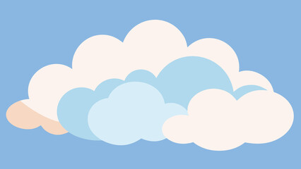 Simplified cloud illustration with layered light blue and white shapes on a blue background