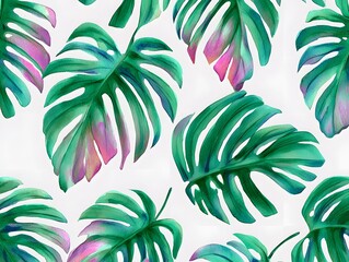 Close-up painting of vibrant green and yellow leaves on a clean white background. Ideal for nature-themed designs or botanical watercolor illustrations