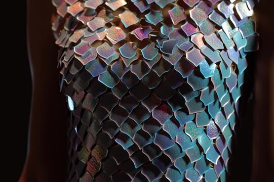 Futuristic Metallic Fashion. Elegant woman in a futuristic metallic dress. Ideal for fashion editorials, modern design concepts, or luxury promotions.