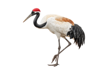 PNG Majestic red-crowned crane with black background
